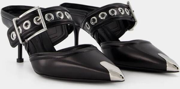 alexander mcqueen Romantische Edge Zwart Zilver Leren Sandalen Black Dames