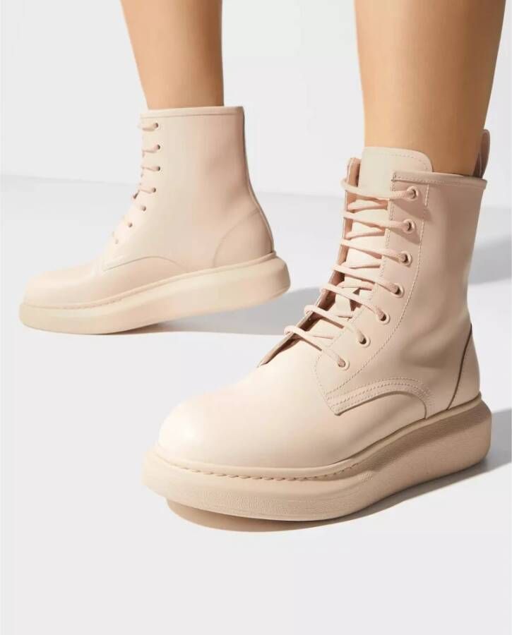 alexander mcqueen Roze leren enkellaarzen Pink Dames