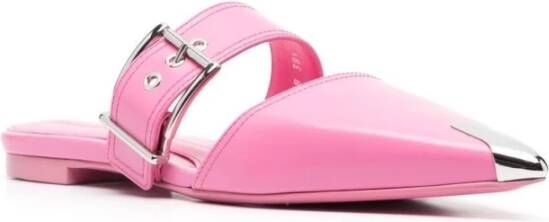 Alexander McQueen Roze Metalen-Teen Puntige Muiltjes