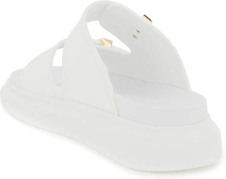 alexander mcqueen Rubberen hybride slippers met decoratieve gesp White Dames