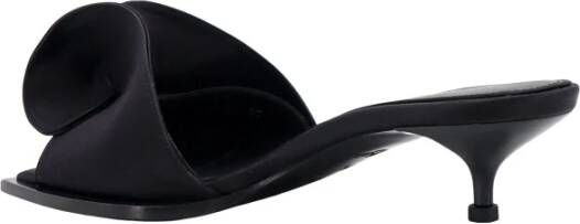 alexander mcqueen Zwarte Satijnen Kittenhak Sandalen Black Dames