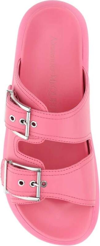 alexander mcqueen Roze Leren Sliders voor Vrouwen Roze Dames