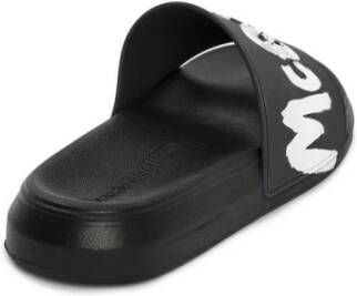 alexander mcqueen Logo-print Open Teen Slides Zwart Heren