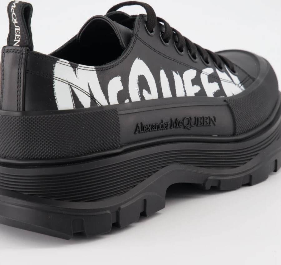 alexander mcqueen Slick Tread Leren Sneakers Black Heren