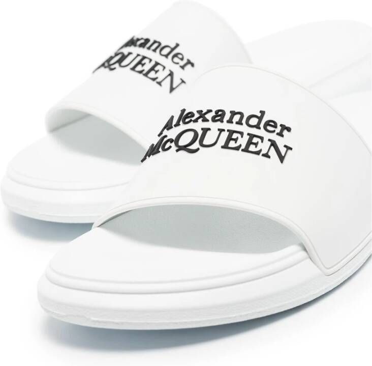 alexander mcqueen Witte Logo Ingelegde Slides Wit Heren