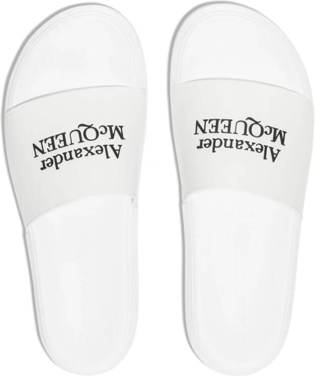 alexander mcqueen Witte Logo Ingelegde Slides Wit Heren