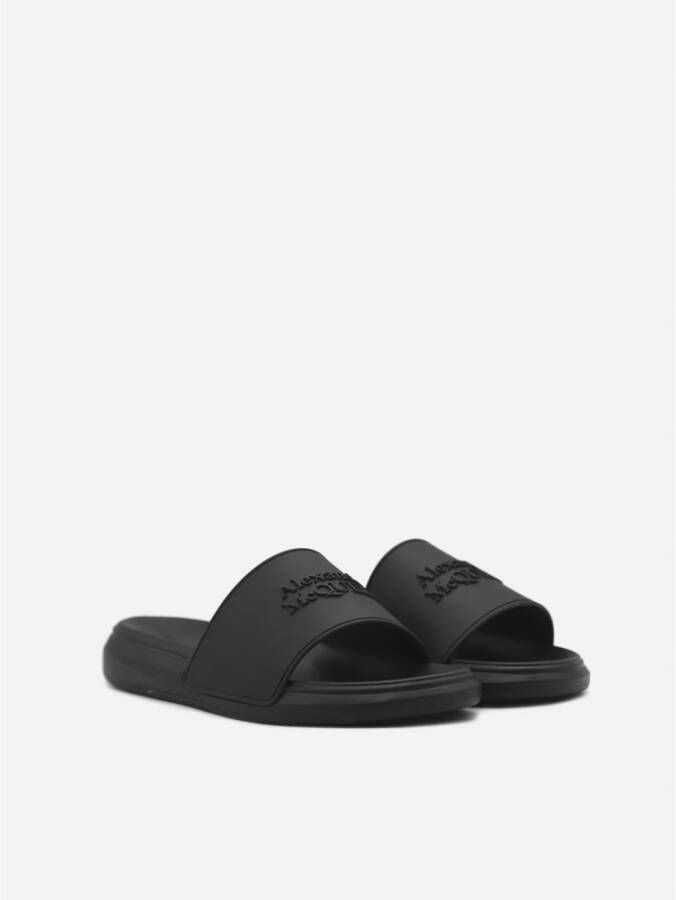 Alexander mcqueen Zwarte Leren Slides Streetwear Stijl Black Heren - Foto 9