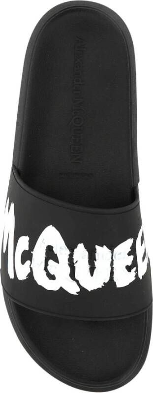 alexander mcqueen Stijlvolle zwarte rubberen slippers voor heren Zwart Heren