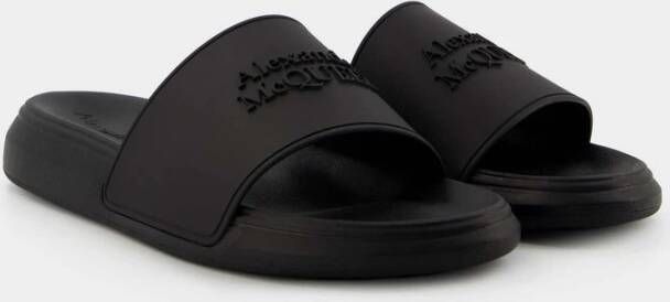 alexander mcqueen Zwarte Sliders van Kalfsleer Zwart Heren