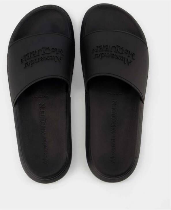 alexander mcqueen Zwarte Sliders van Kalfsleer Zwart Heren