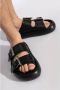 Alexander mcqueen Zwarte leren gesp-slides Black Heren - Thumbnail 4