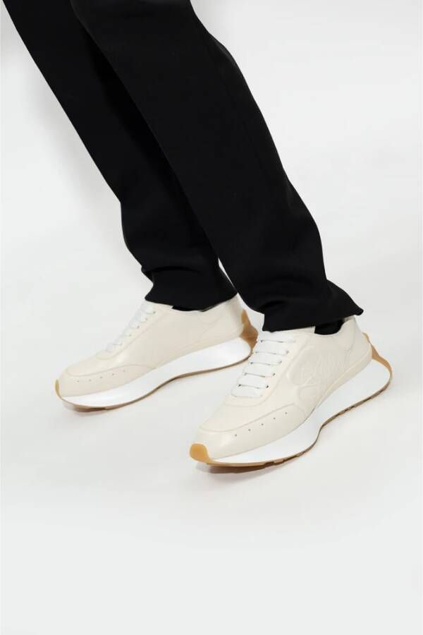 alexander mcqueen Crème en witte Sprint Runner Sneakers Beige Heren