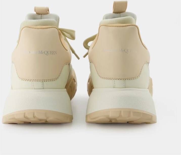 alexander mcqueen Oversize Rechtbank Sneakers Zwart Wit Leer Beige Heren