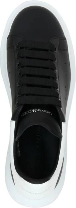 alexander mcqueen Zwarte Leren Chunky Sneakers met Witte Hiel Black Heren