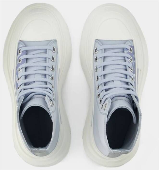 alexander mcqueen Chunky Sole High-Top Sneakers Zwart Wit Leer Blauw Dames