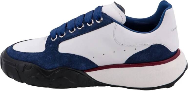 alexander mcqueen Italiaanse Leren Sneakers met Suède Inzetstukken Blauw Heren