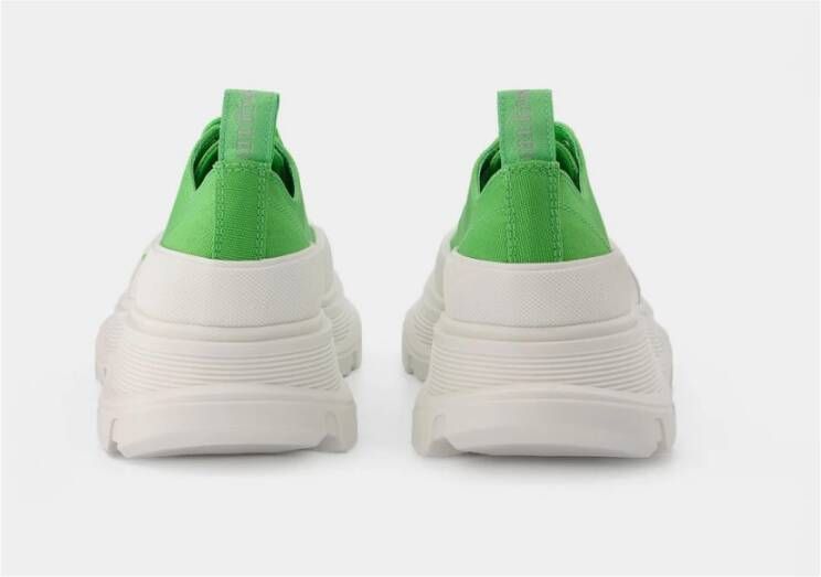 alexander mcqueen Groen Wit Leren Tread Slick Sneakers Multicolor Dames
