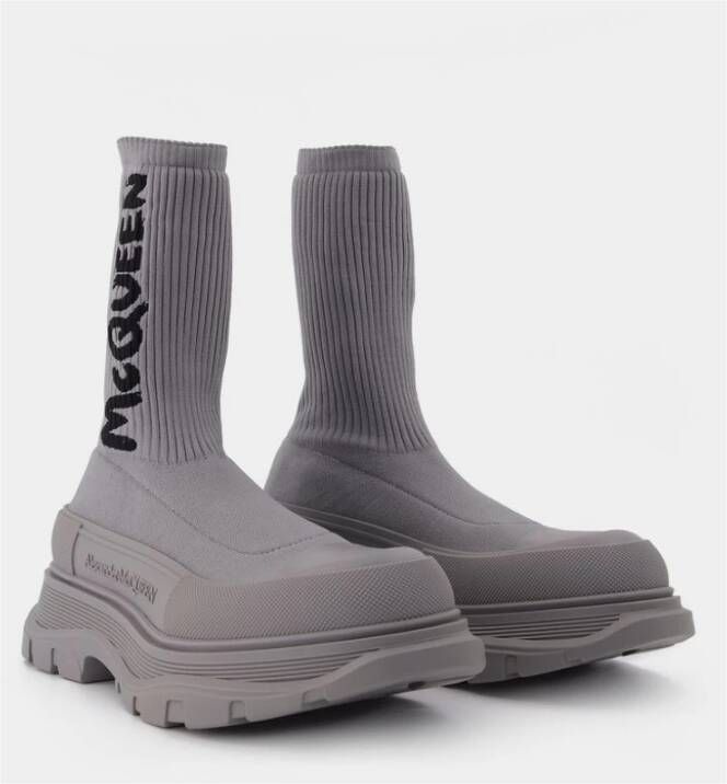 alexander mcqueen Grijze Sock Boots Strak Design Echte Grijze Kleur Grijs Heren