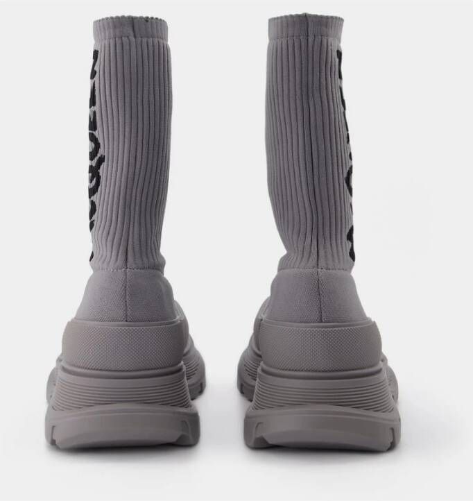 alexander mcqueen Grijze Sock Boots Strak Design Echte Grijze Kleur Grijs Heren