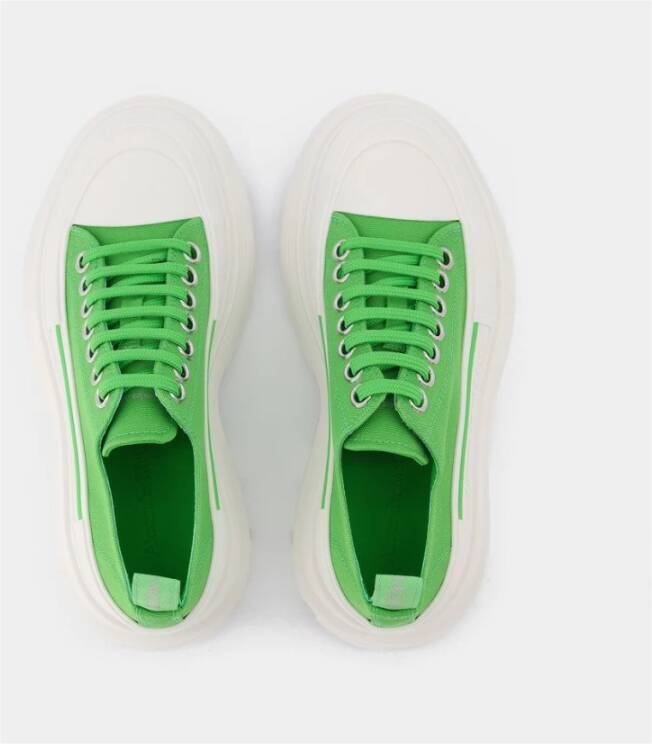 alexander mcqueen Witte Zilveren Leren Tread Sneakers Groen Dames