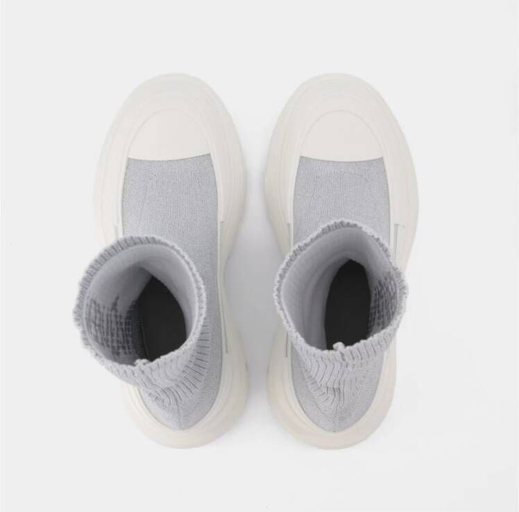 alexander mcqueen Zilveren en Witte Tread Slick Sneakers Meerkleurig Dames