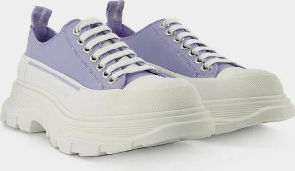 alexander mcqueen Tread gladde sneakers in wit leer Paars Dames