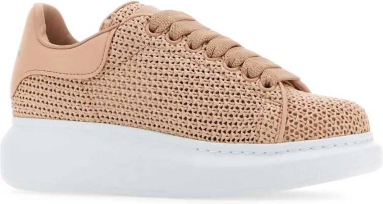 alexander mcqueen Elegante gehaakte sneakers met leren hak Roze Dames