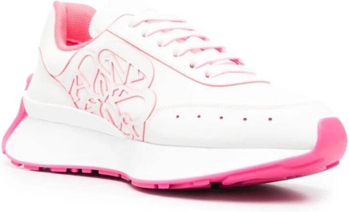 alexander mcqueen Witte en Fuchsia Lage Top Sneakers Wit Dames