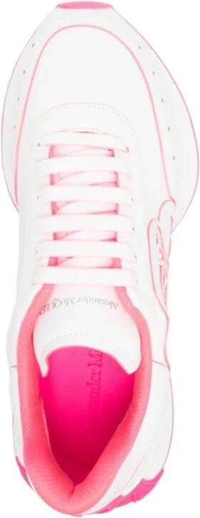 alexander mcqueen Witte en Fuchsia Lage Top Sneakers Wit Dames