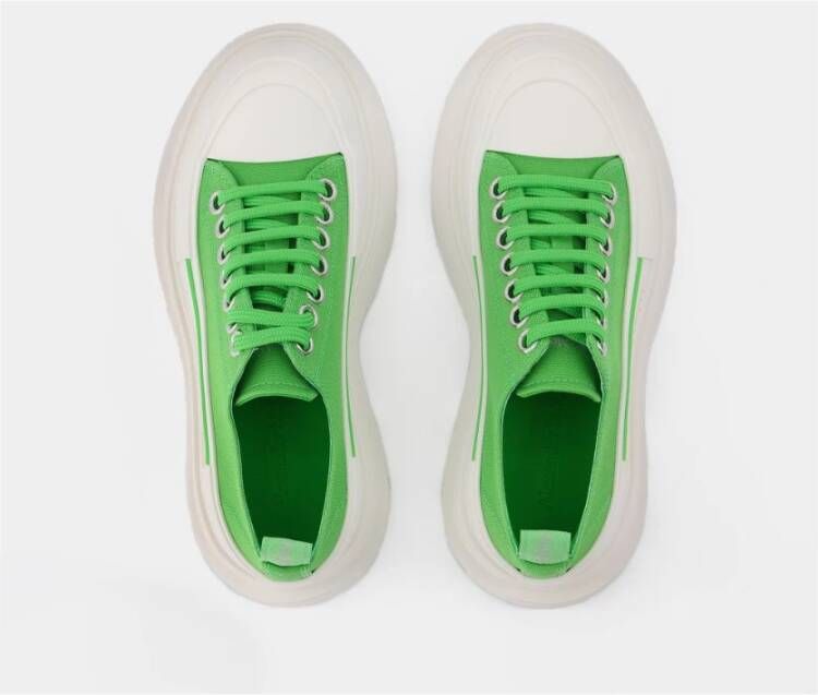 Alexander mcqueen Canvas Lage Sneakers met Vetersluiting White Dames - Foto 10