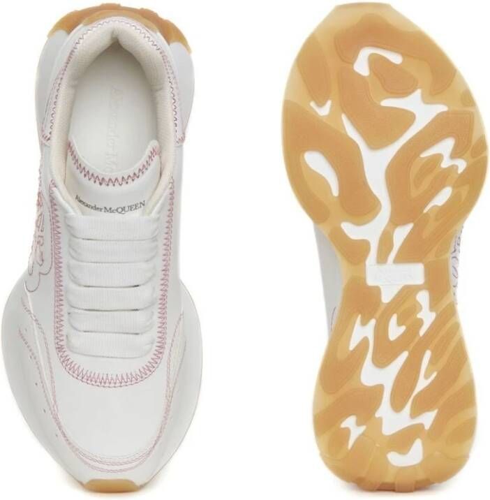 alexander mcqueen Witte lage sneakers met rode geperforeerde details Wit Dames