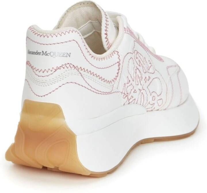 alexander mcqueen Witte lage sneakers met rode geperforeerde details Wit Dames