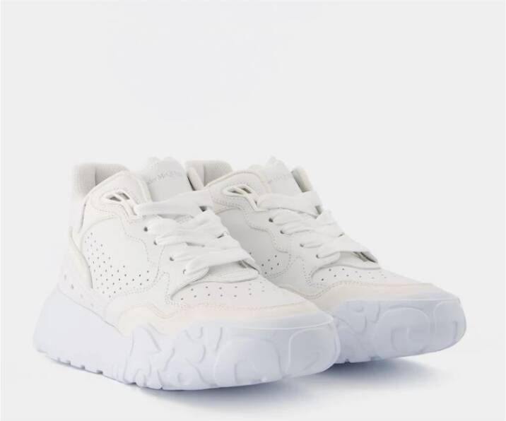 alexander mcqueen Witte Zilveren Leren Court Sneakers Wit Dames