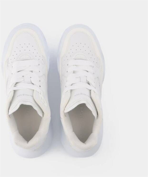 alexander mcqueen Witte Zilveren Leren Court Sneakers Wit Dames