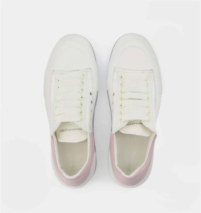 alexander mcqueen Wit Roze Leren Oversized Sneakers Wit Dames