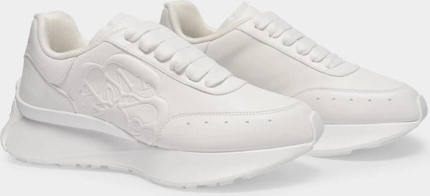 alexander mcqueen Witte Leren Oversized Court Sneakers Wit Dames