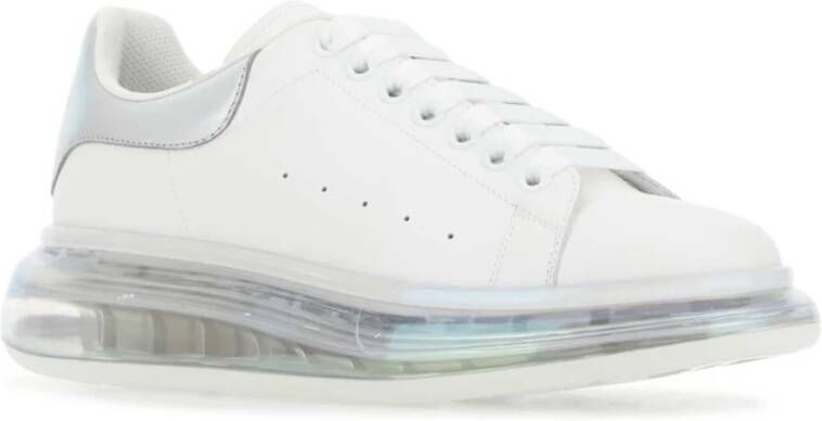 alexander mcqueen Witte Leren Sneakers met Zilveren Hiel Wit Heren