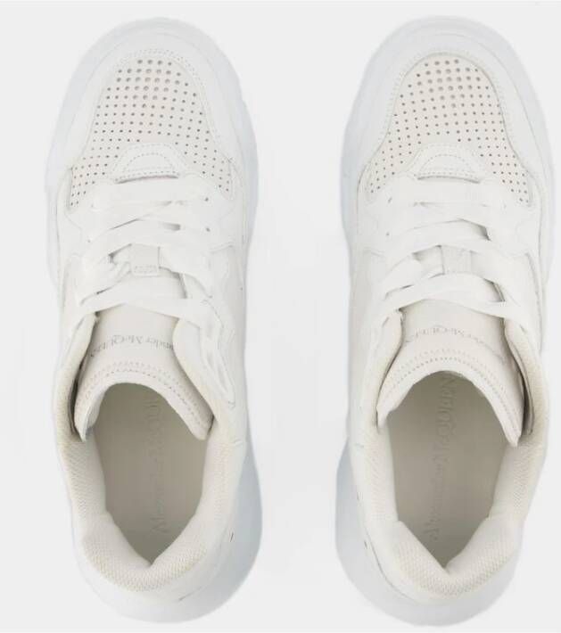 alexander mcqueen Grijze Leren Court Sneakers Wit Heren