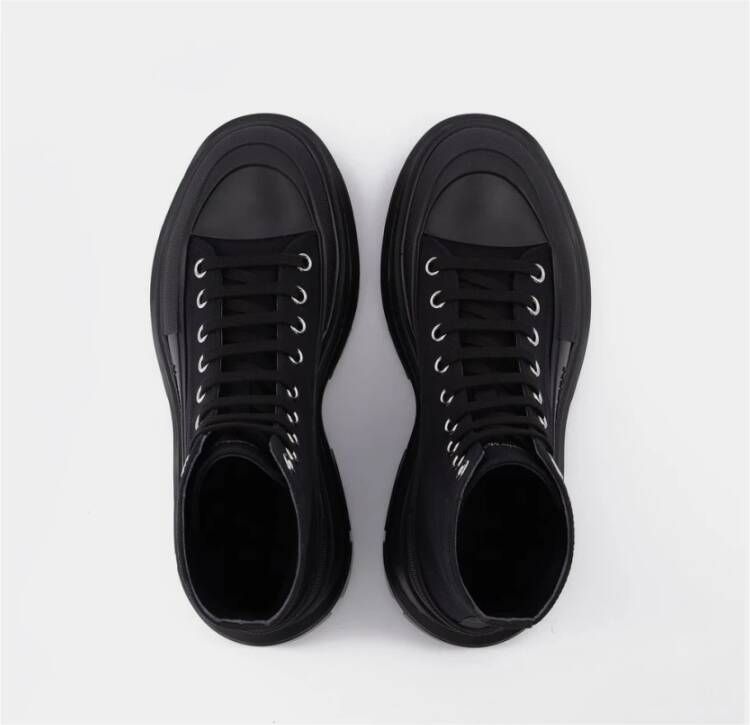 alexander mcqueen Zwarte Stoffen Platform Sneakers Zwart Dames