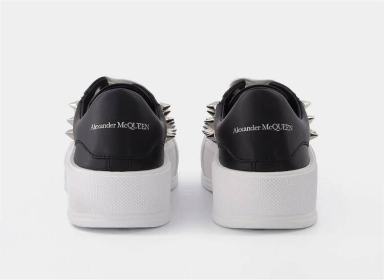 alexander mcqueen Oversize Zwarte Zilveren Leren Sneakers Zwart Dames