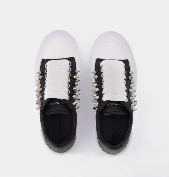alexander mcqueen Oversize Zwarte Zilveren Leren Sneakers Zwart Dames