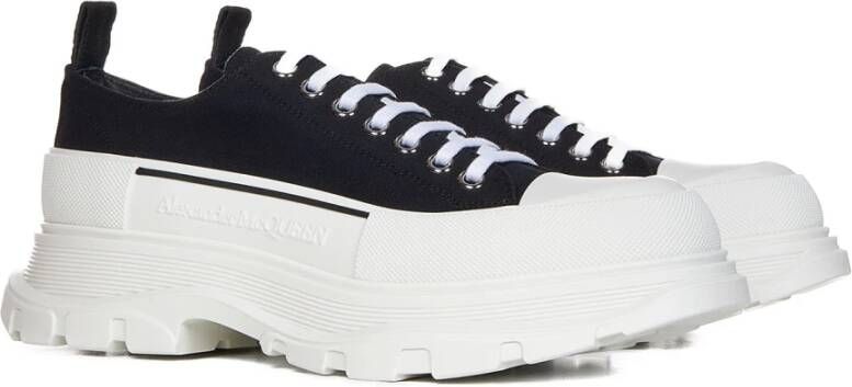 alexander mcqueen Zwarte Canvas Sneakers met Witte Rubberen Zool Zwart Heren