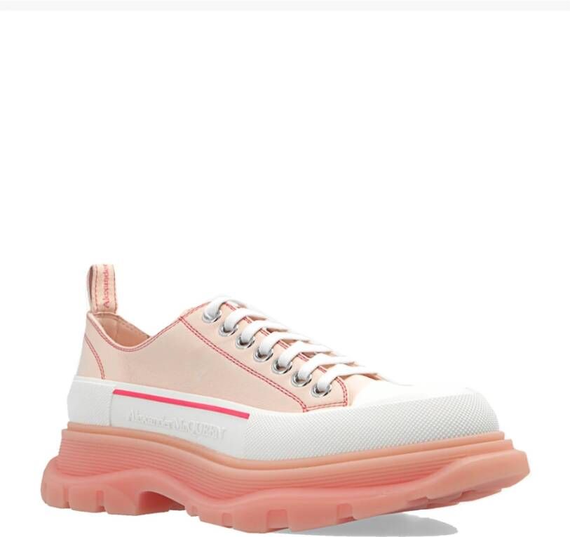 alexander mcqueen Tread Silk Leren Sneakers Pink Dames