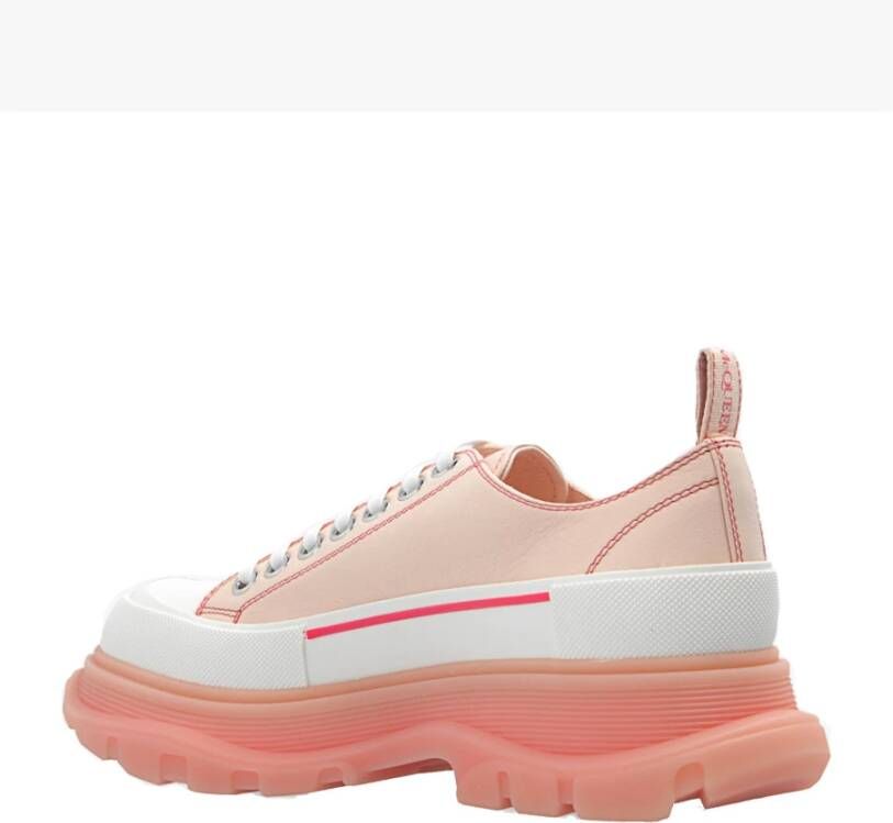 alexander mcqueen Tread Silk Leren Sneakers Pink Dames