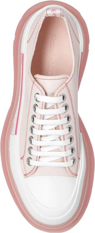 alexander mcqueen Tread Silk Leren Sneakers Pink Dames