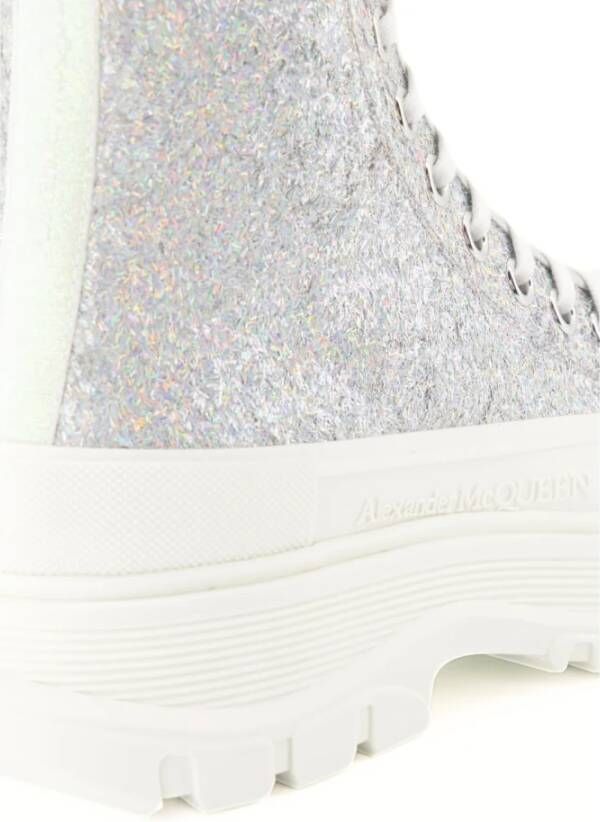 Alexander McQueen Tread Slick White Silver Laarzen