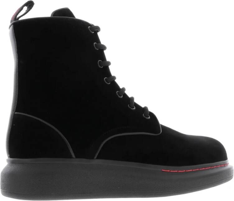 alexander mcqueen Velvet Lace-Up Hybrid Sneakers Black Dames