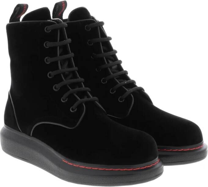 alexander mcqueen Velvet Lace-Up Hybrid Sneakers Black Dames