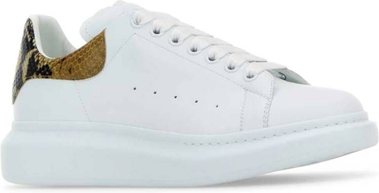 Alexander McQueen Witte Leren Sneakers met Bedrukte Hiel