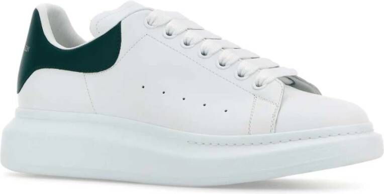Alexander McQueen Witte Leren Sneakers met Donkergroene Hiel